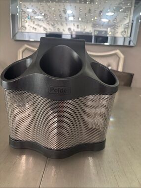Polder Black and Silver Mesh Makeup Organizer with Multiple Compartments